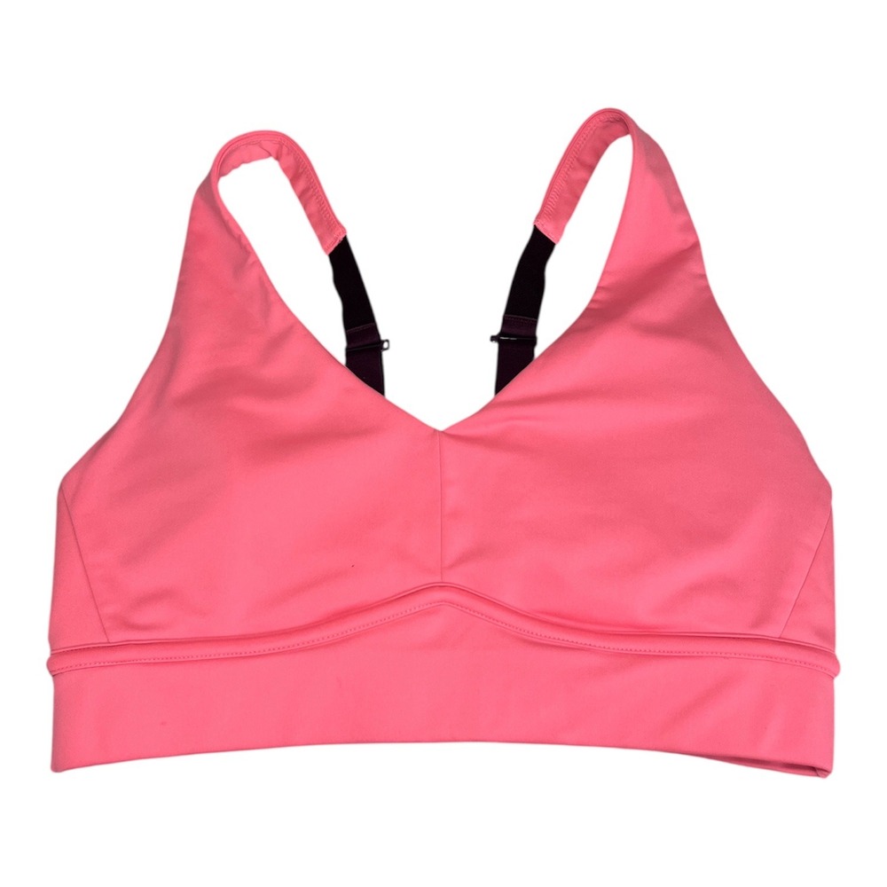 Fabletics Pink Adjustable Sports Bra V Neck Hook Back Activewear Support Medium
